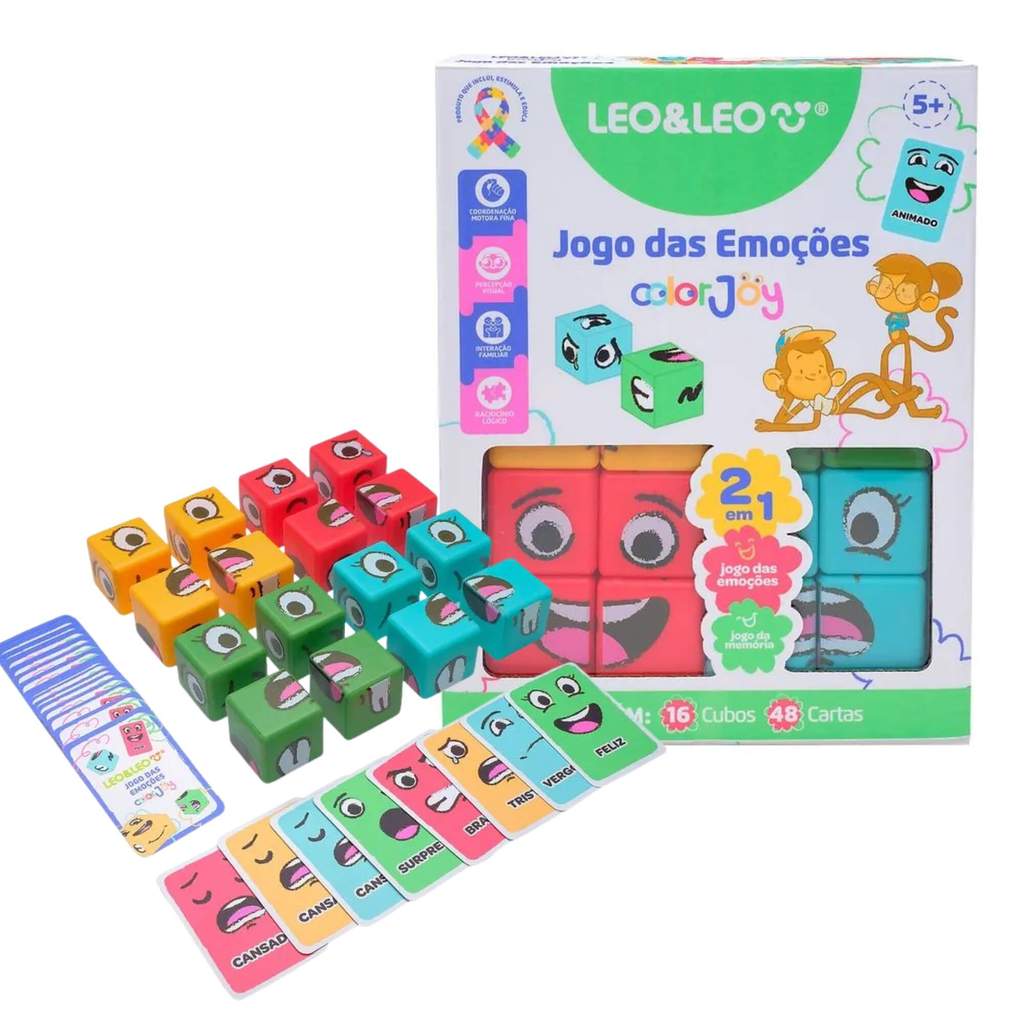 Jogo das Emoções Cubo Color Joy 2 Em 1 Caixa Leo&Leo Leonora - 10837