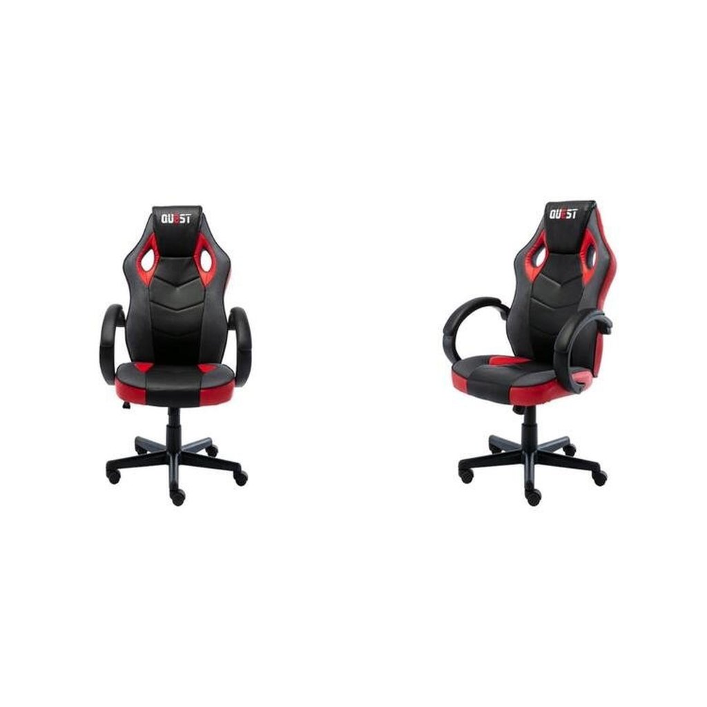 Kit 2 Cadeiras Gamer Giratória Regulavel Quest Preto/Vermelho Preto/Vermelho