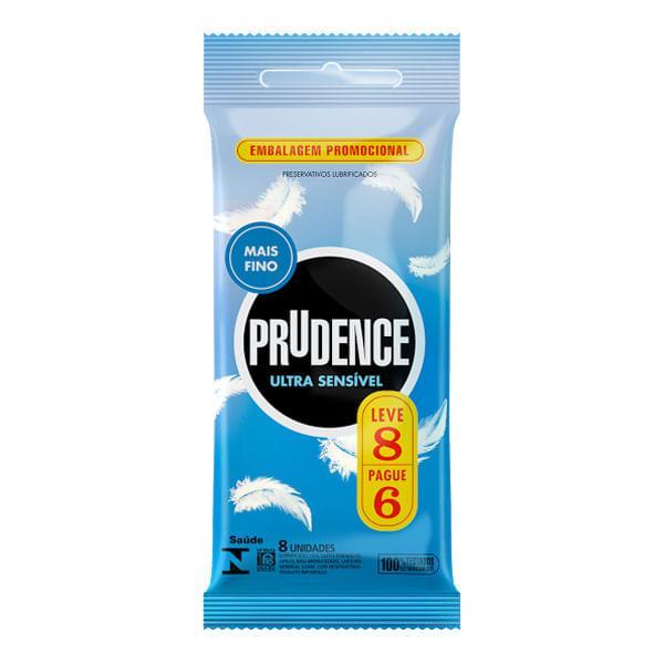 PRESERVATIVO PRUDENCE ULTRA SENSÍVEL LEVE 8 PAGUE 6 UNIDADES
