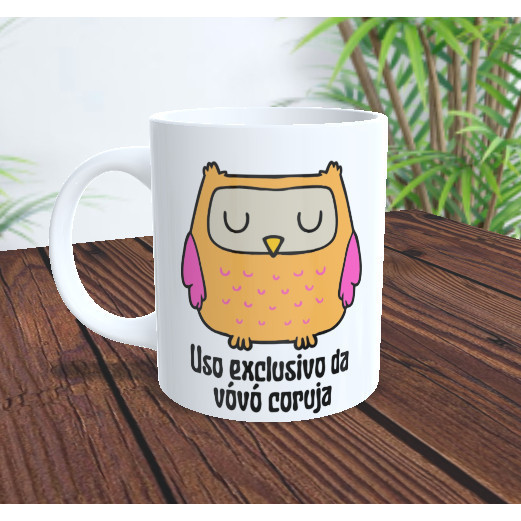 Caneca de porcelana personalizada xícara com frases divertida e engraçada delicadas vovó coruja xicara porcelana ceramic