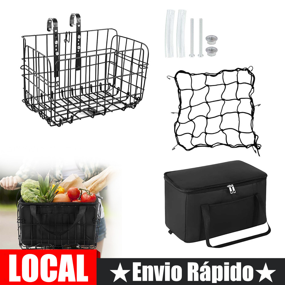 conjunto de cesto para bicicleta + forro para cesto, incluindo um saco de rede