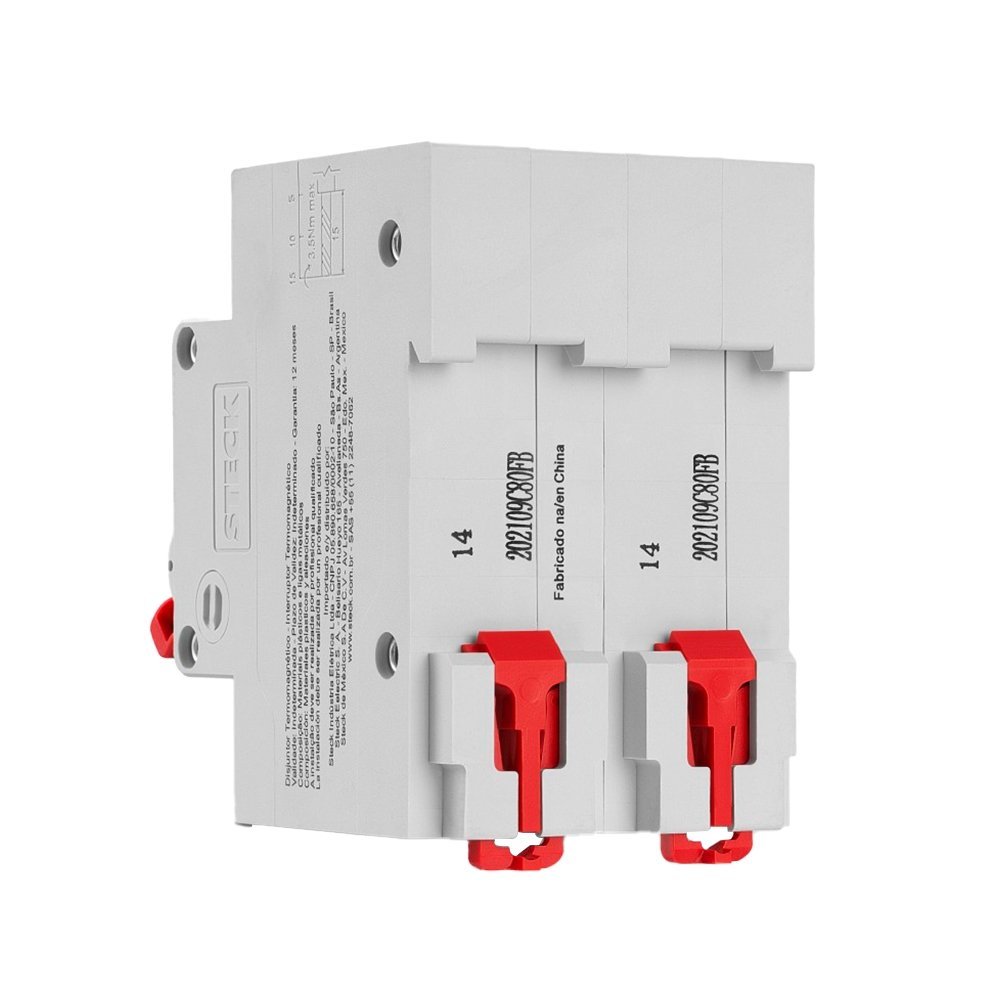 Disjuntor Steck SDD2C100 - DIN 2P 100A Curva C 10kA Branco