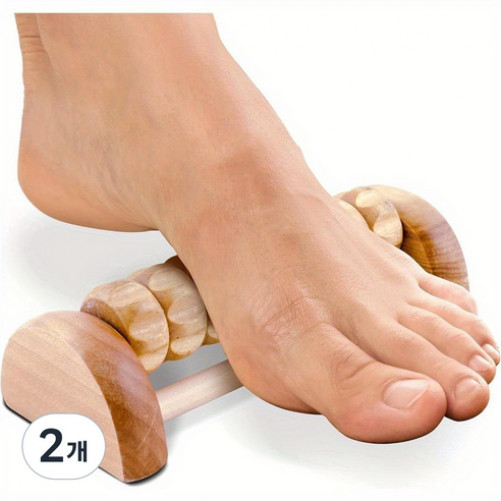 Wooden Foot Massage Roller Portable Manual Acupressure Pain Relief Massage Tool, Natural Wood, 2 Pieces