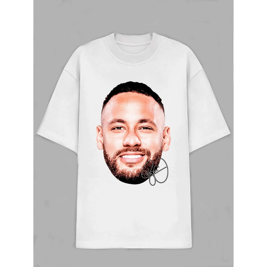 Camiseta Vintage Estampada Neymar Rosto Copa Do Mundo Retrô Streetwear Oversized Moda Unissex 100% Algodão Principe Vila