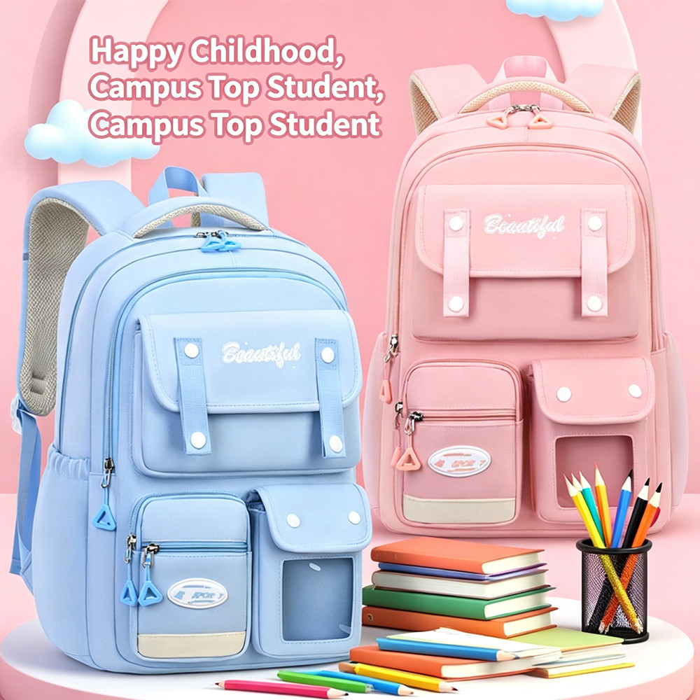 Mochila De Estudante Para Meninas , Bolsa Escolar Leve De Grande Capacidade , Casual Resistente À Água Adolescentes , Ca