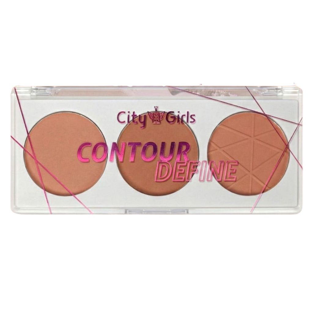 Trio de Contorno City Girls CG372 Contour Define Paleta 3 Cores Iluminar e Esculpir Maquiagem