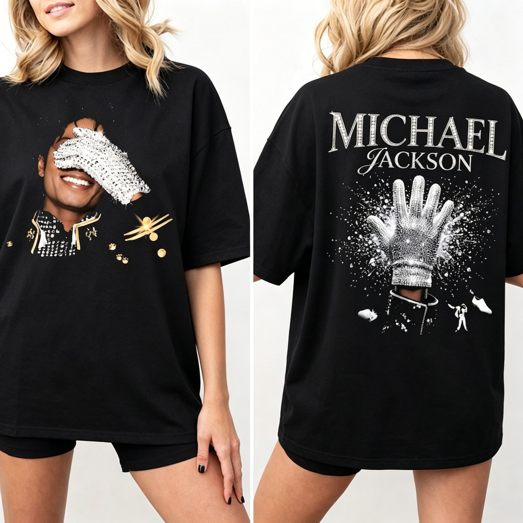 「BR.Moonlight」Camiseta Unissex  Michael Jackson Vintage, Estampa da Luva Icônica