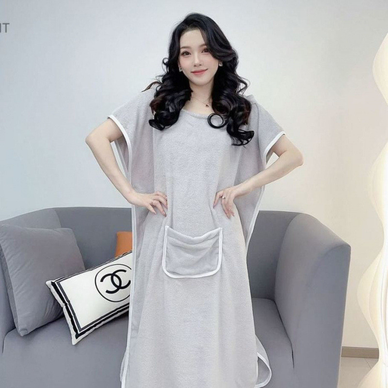 Toalha de banho vestível para adultos, touca de secagem rápida, absorvente, saia de banho espessada, roupas, roupão de u