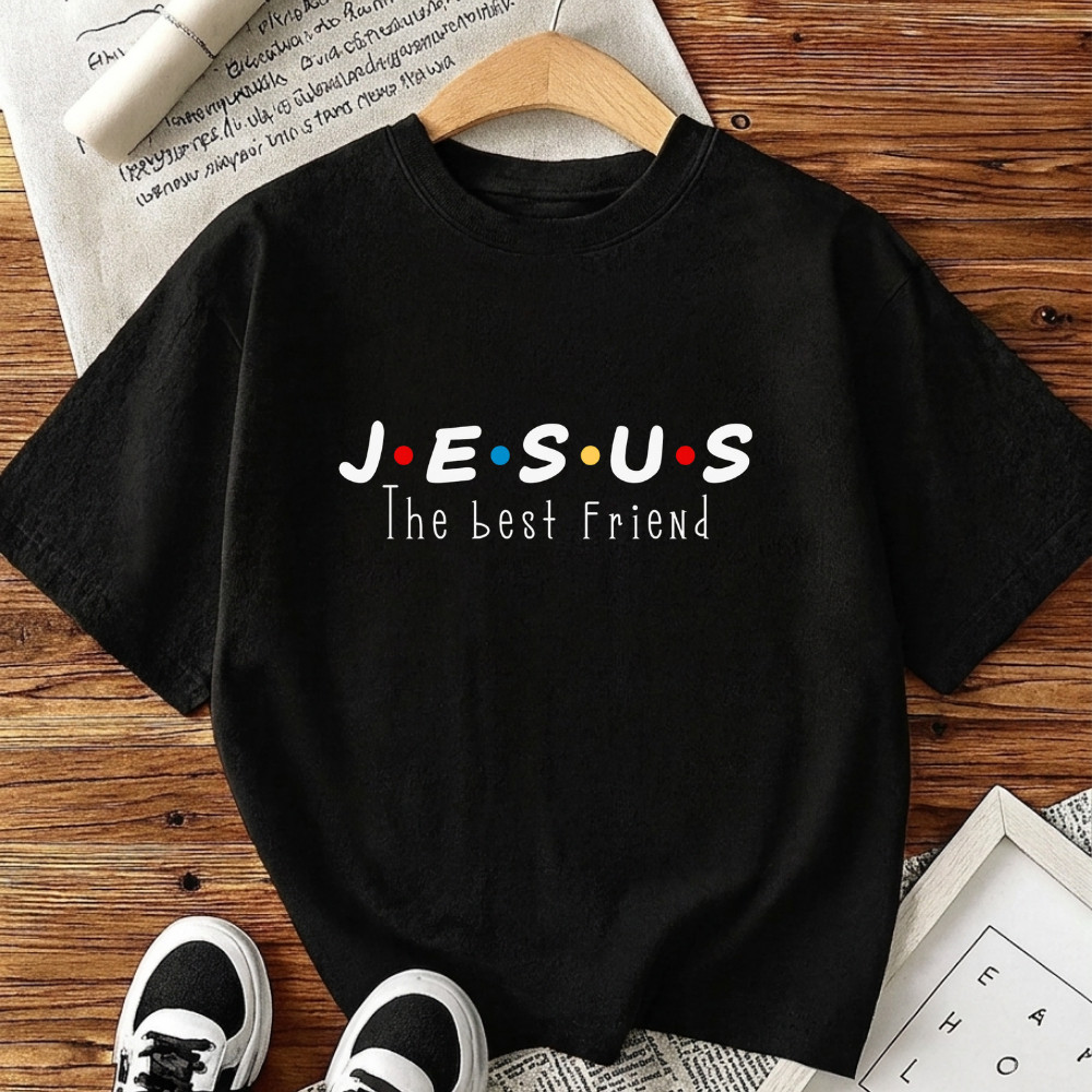 Camiseta Gospel Jesus The Best Friend Feminina Camisa Cristã 100% Algodão Casual Tecido Premium