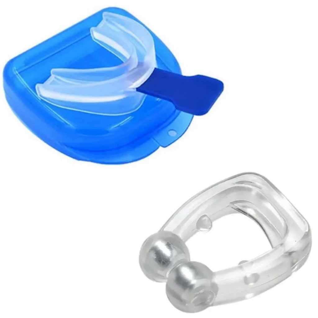 Kit Clip Nasal Anti Ronco Magnético Apneia Do Sono + Protetor Bucal Silicone
