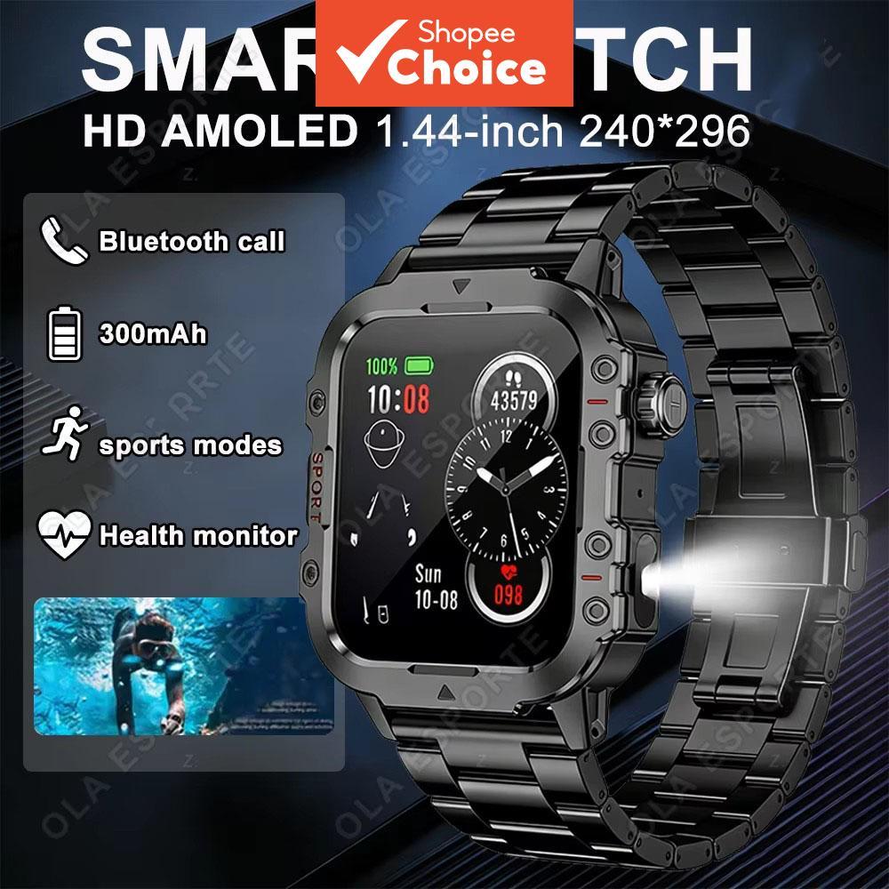 Novo Relógio Militar Inteligente Masculino - À Prova D'Água para Uso Externo, Tela AMOLED 1,44 Polegadas em HD, Monitor