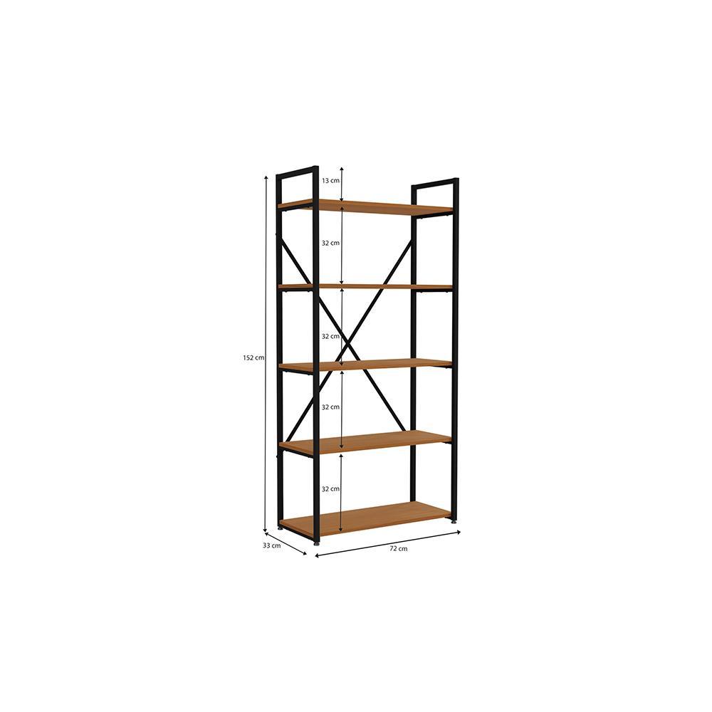 Estante Alta Kappesberg 5 Prateleiras Industrial Canela/Preto fosco 150cm x 72cm — imagem 2 de 2