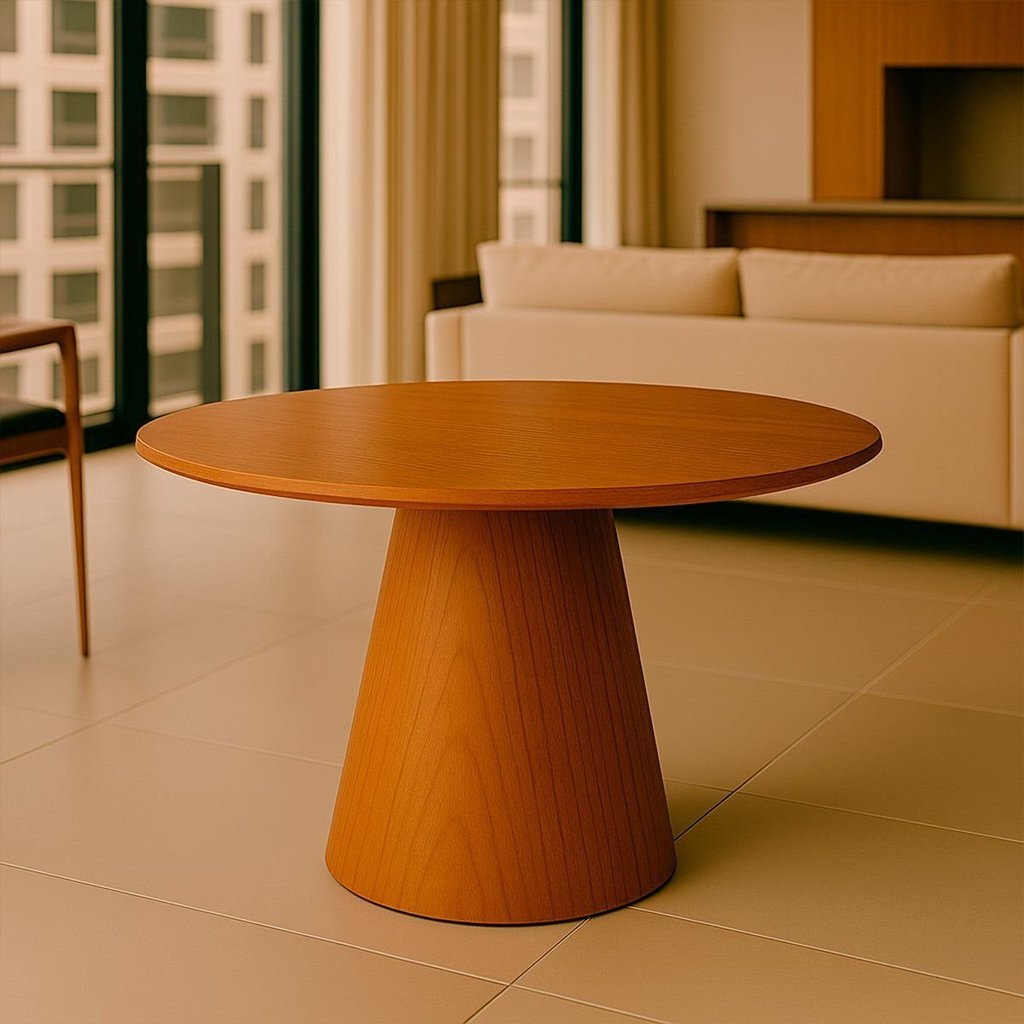 Mesa de Jantar Base Cone em Madeira Laminada Lyon - 108cm 108