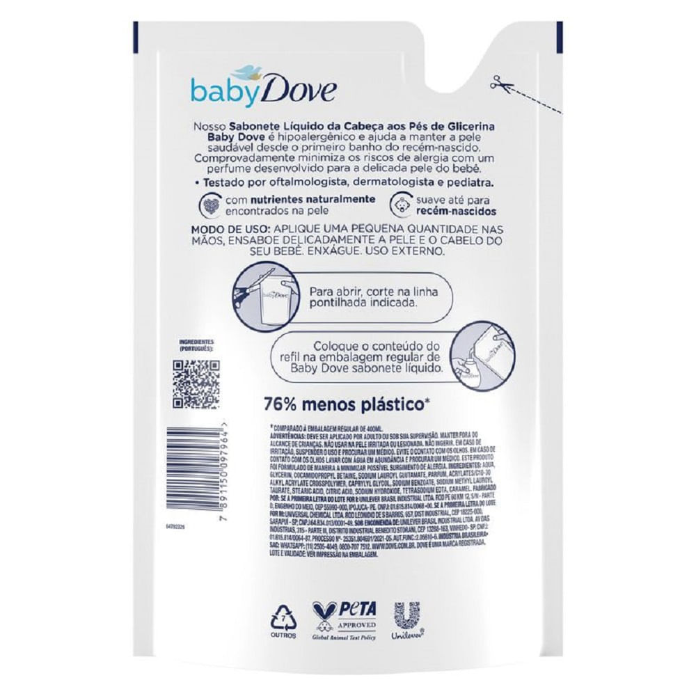Sabonete Líquido Dove Baby Hidratação Glicerinada Refil 400ml