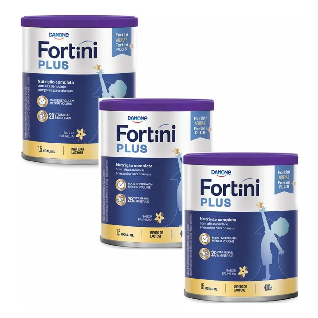 Fortini Plus Kit 3 Latas Sabor Baunilha 400g Danone Baunilha