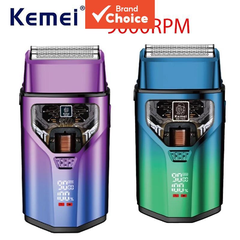 Kemei T400 Barbeador Elétrico Profissional Masculino, Aparelho de Barbear com Motor de Levitação Magnética e Lâmina de
