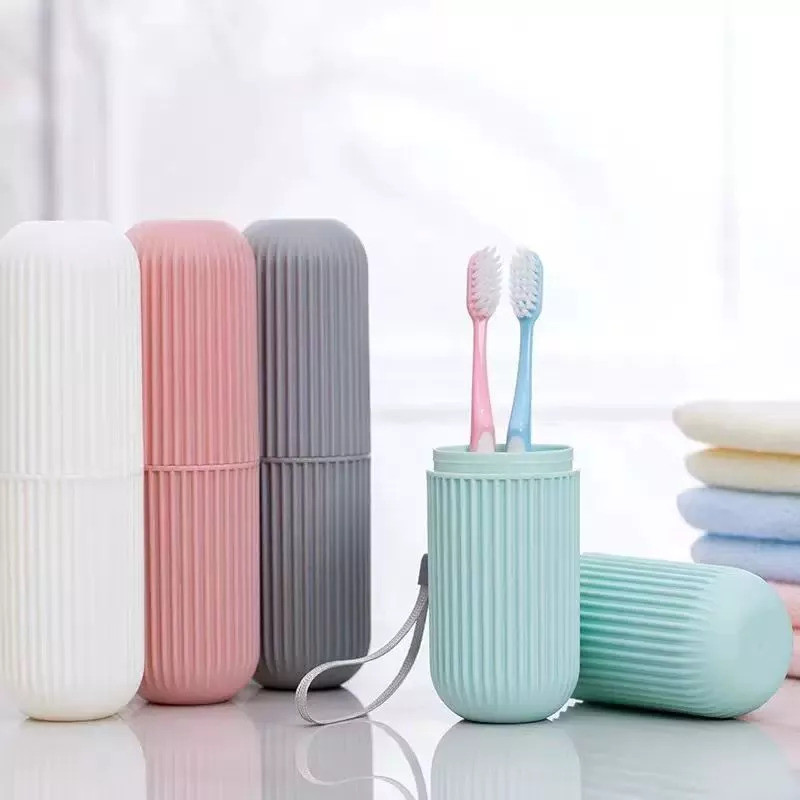 Kit 3 Porta Escova e Pasta de Dente com Estojo Portátil para Viagem Academia Escola