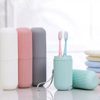 Kit 3 Porta Escova e Pasta de Dente com Estojo Portátil para Viagem Academia Escola