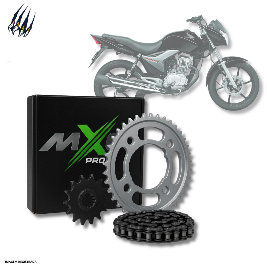 CG 150 TITAN KS/ES/MIX/FAN 2004 a 2013 Kit Transmissão Corrente/Coroa/Pinhão MX6 Honda Relação