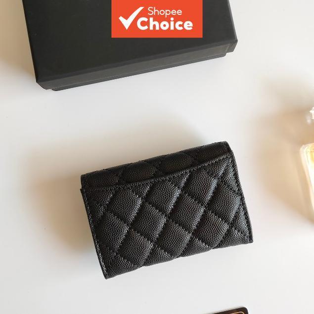 Nova carteira feminina de alta qualidade estilo Chanel para cartões, design de losango moderno, carteira de cartões
