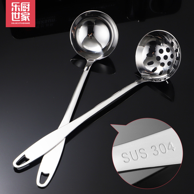 Nova colher de aço inoxidável 304 espessada utensílios de cozinha panela quente colher de sopa concha Hotel alça longa c