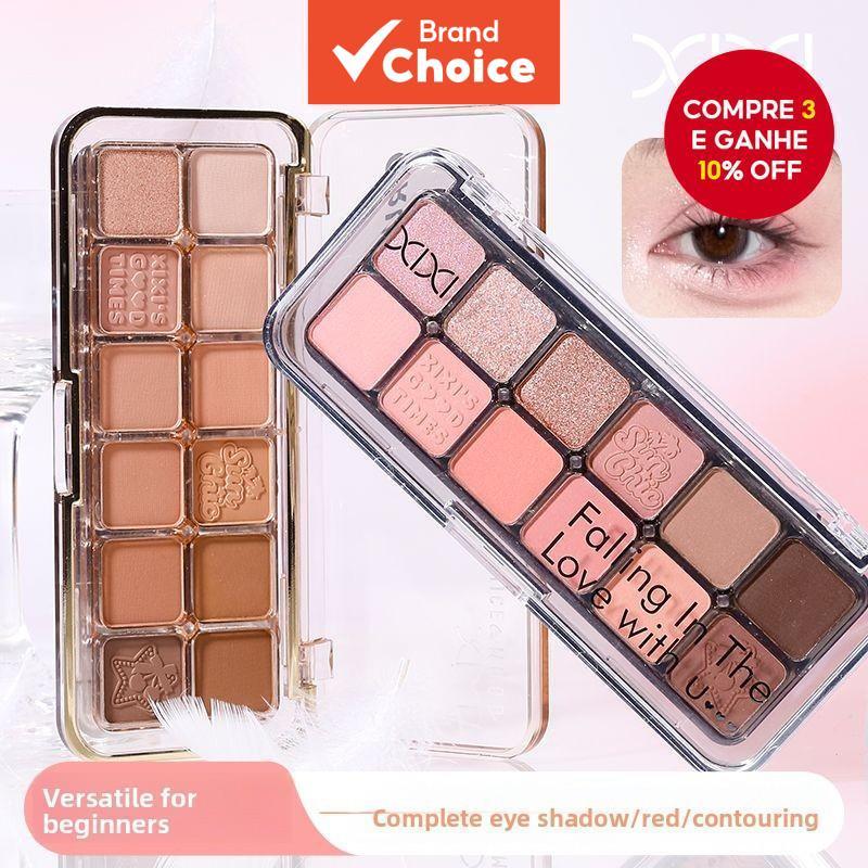 Conjunto De Paleta De Sombras De 12 Cores XIXI Inclui Pincel Everyday Nudes Matte & Shimmer Pigmentado Blendable Suave L
