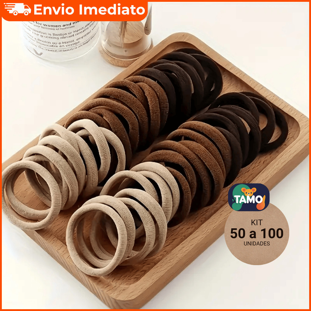 Xuxinhas de Cabelo Meia de Seda – Marrom, Nude, Bege e Preta Trend Rabico 50 a 100 unidades