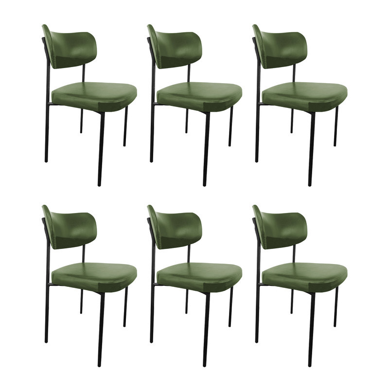 Kit 6 Cadeira de Jantar Mila Estofada Sala Mesa de Jantar Gourmet Linho Verde