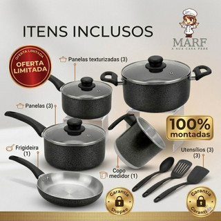 Jogo Panelas EM OFERTA Kit 5 Peças Tampa de Vidro Kit Cozinha Completa + kit com 3 espátu…