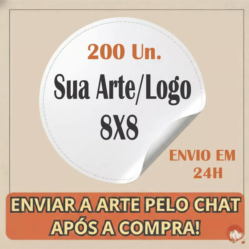 Adesivos Personalizados 8x8 cm - 30/60/120/200 UNIDADES - Logo Empresa Brindes - Alta Qualidade
