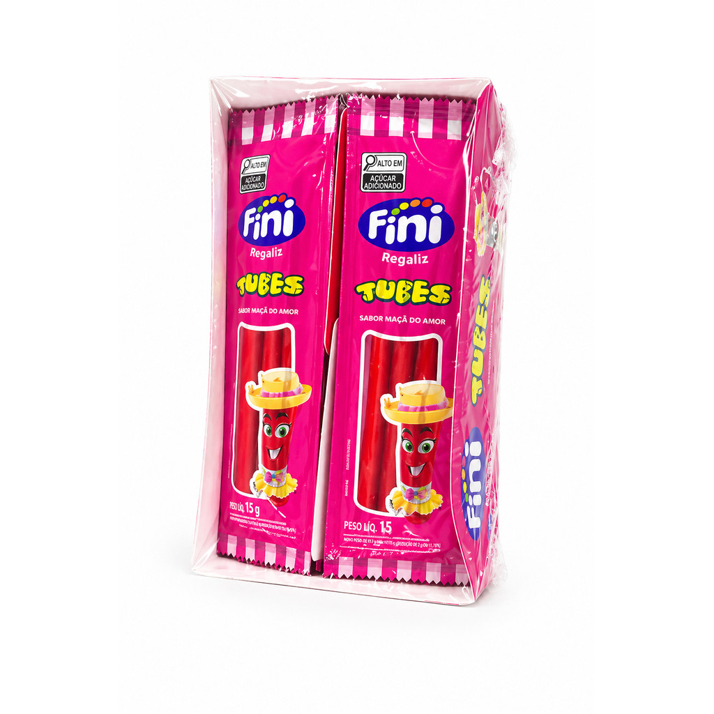 Tubes sabor Maça do Amor  caixa com 12 unidades de 15g - Fini