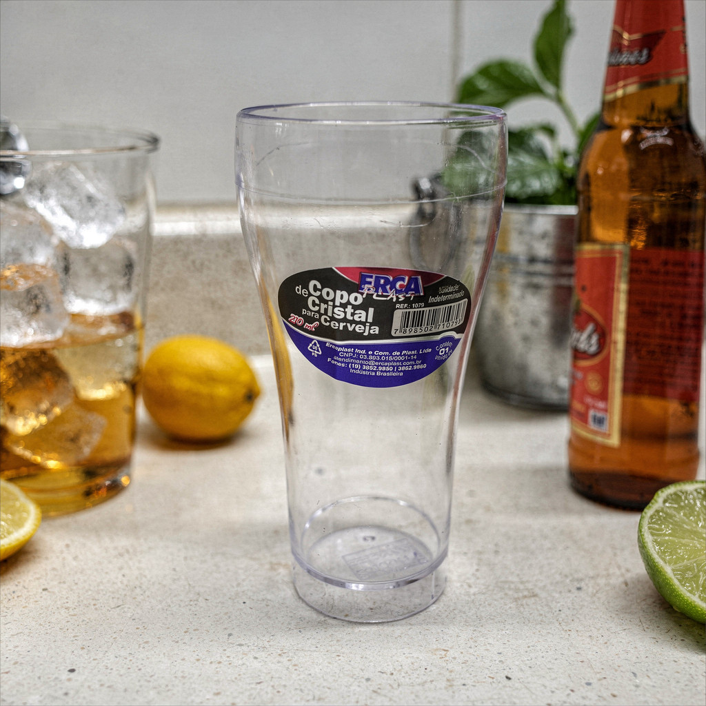 Copo Cristal para Cerveja 210ml - ErcaPlast 🍺✨ | Copo em Plástico Transparente, Leve, Resistente e Ideal para Bebidas