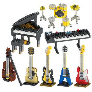 Música Piano Model Blocos De Construção DIY Instrumentos Musicais Violino Diamante Pequeno Bloco Em Miniatura De Partícu