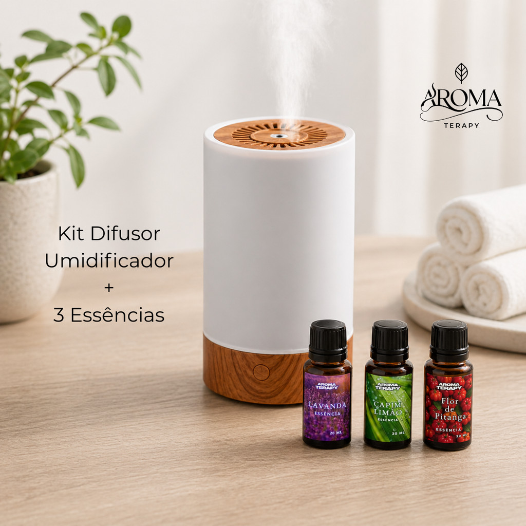 Imagem Difusor Umidificador De Ar + Essências  Aromatizador De Ambiente RGB Eletrico Umidificador Usb