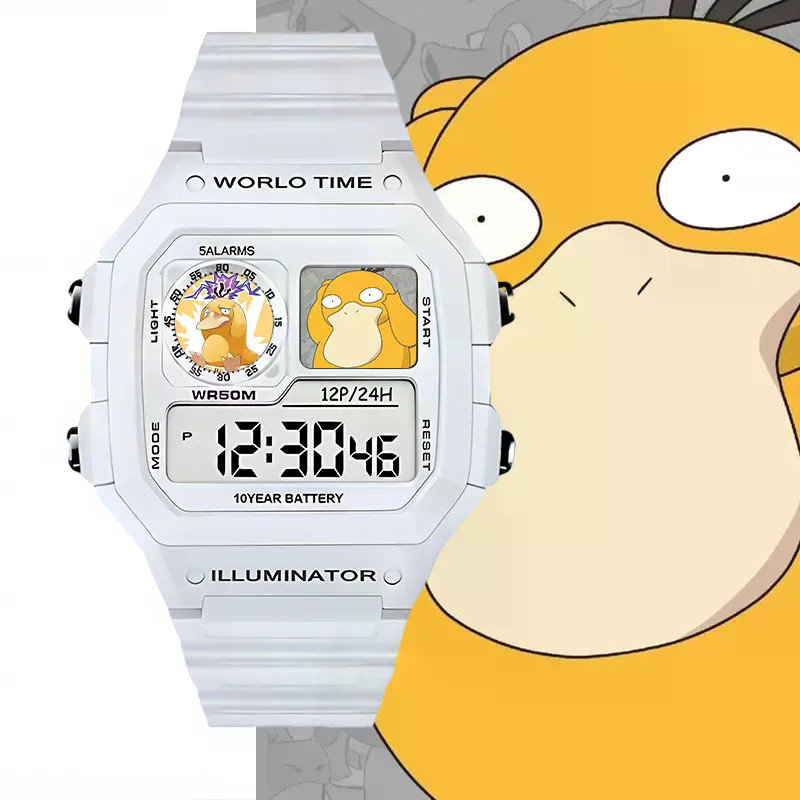 Pokémon Student Watch Junior High School Relógio Eletrônico Infantil Despertador Cronógrafo Pikachu Gengar