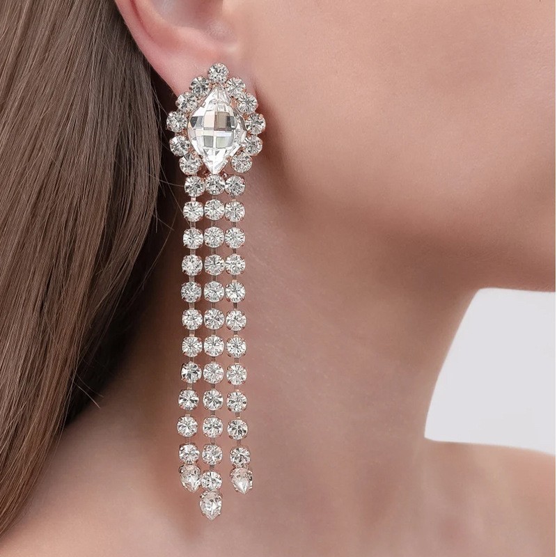 Brincos de borla de diamante simples Retro cheio de diamante brincos acessórios brincos femininos