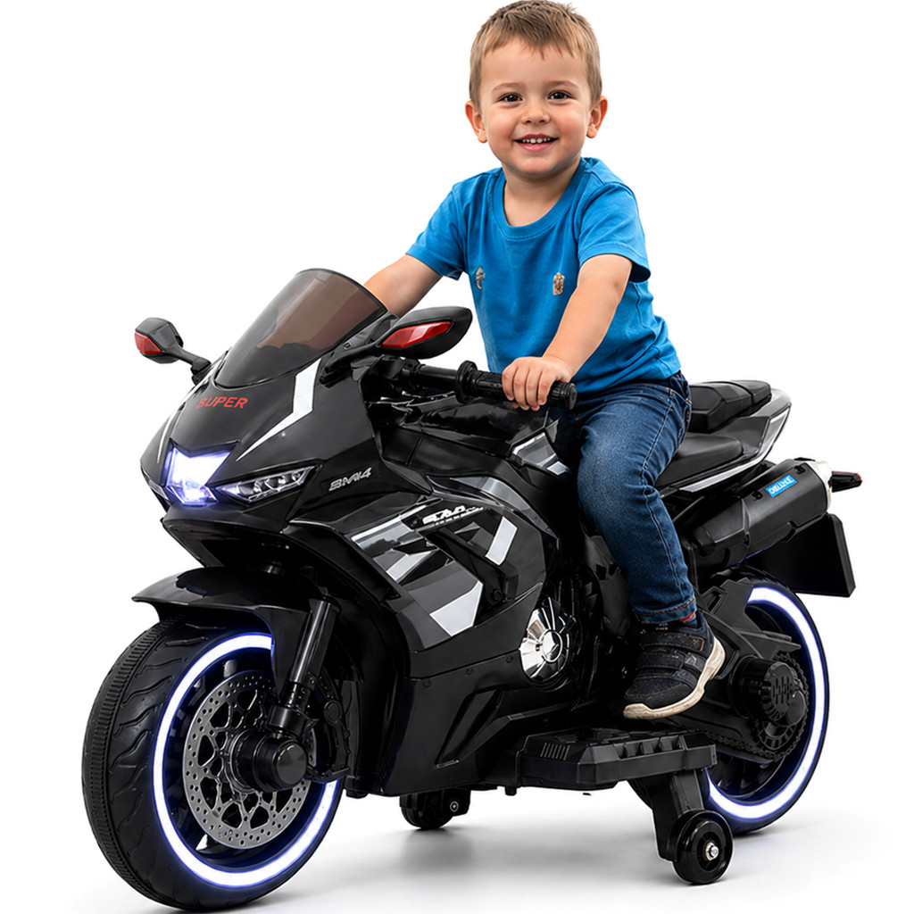 Moto Eletrica Infantil Biemme Turbo Sport Duo 12V Preta