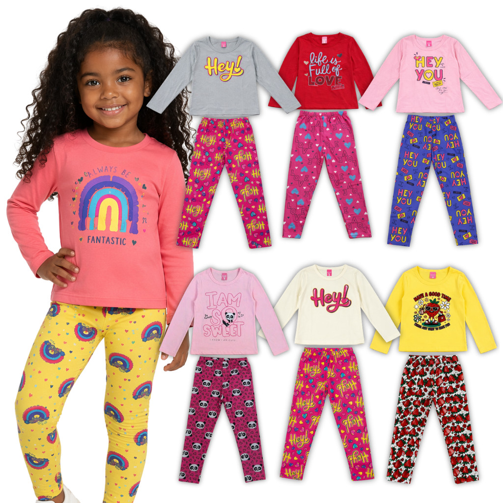 Kit 3 Conjuntos Infantil Feminino Meia Estação Confortável e Estiloso - Envio Sortido