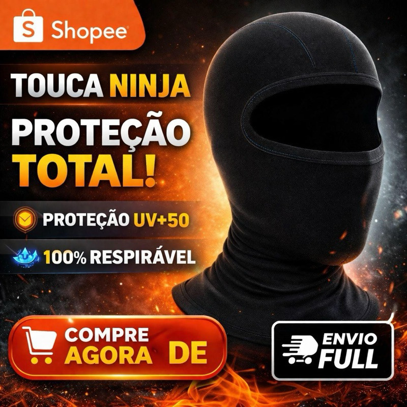Balaclava Touca Ninja Térmica UV50 Respirável Proteção Solar Frio Calor Motoqueiro Motoboy