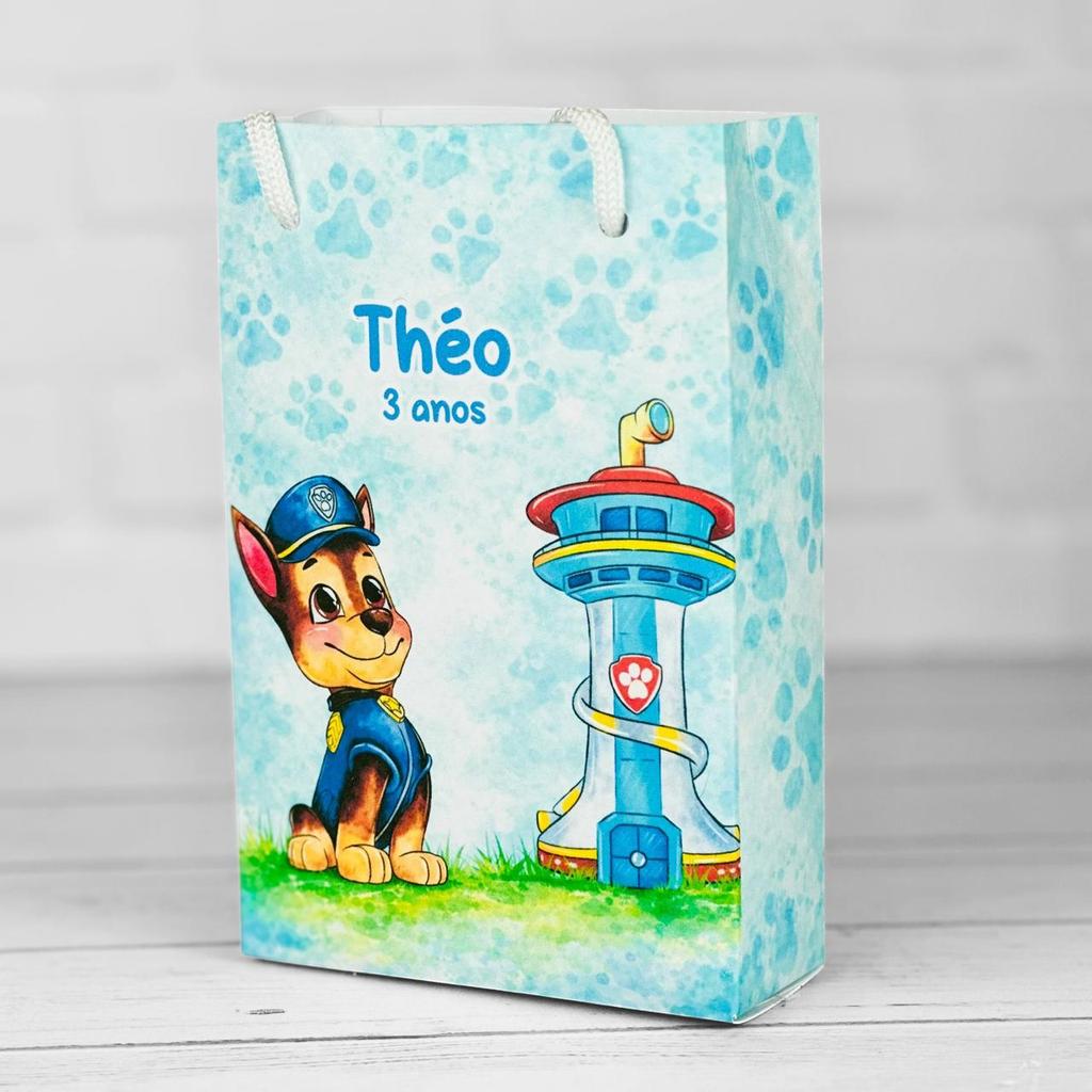 Sacolinha Personalizados CHASE PATRULHA CANIN AQUARELA (PEGUE E MONTE) / Lembrancinha Mimos Festa Aniversário Infantil