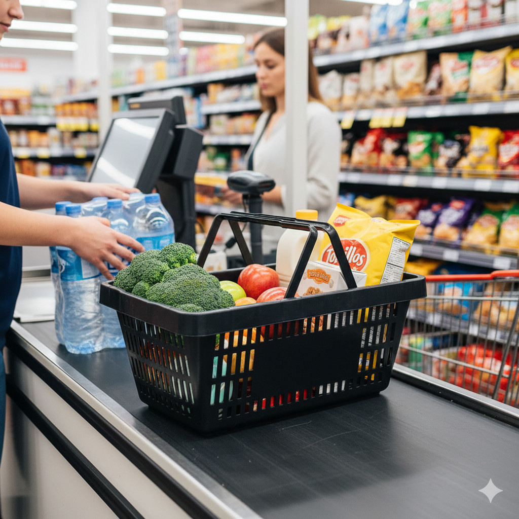 Caixa Plastica Vazada Retangular Preta Resistente Transporte Armazenamento Empilhavel Feira Mercado