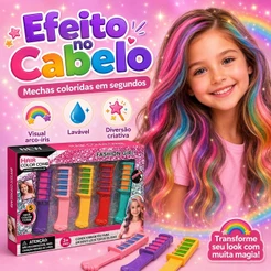 Kit 5 Pente Colorido Giz De Cabelo Com 06 Cores Temporárias Para Festas Criativo