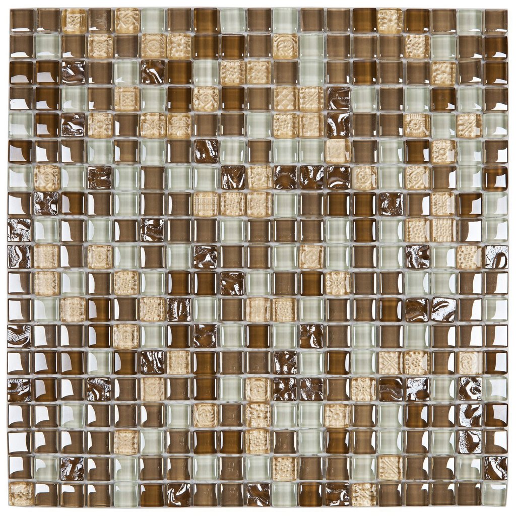 Pastilha de Vidro Galliano de 30cm X 30cm Rende  Glass Mosaic Bege
