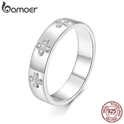 Bamoer 925 Anel De Prata Esterlina Punk Trevo Da Sorte Moissanite Moda Jóias Presentes Para Mulher MSR073-A