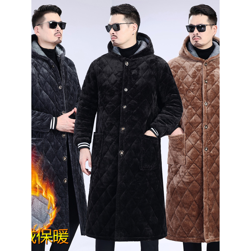 Roupas masculinas extra longas acolchoadas de algodão inverno acima do joelho roupas acolchoadas de algodão roupas de tr