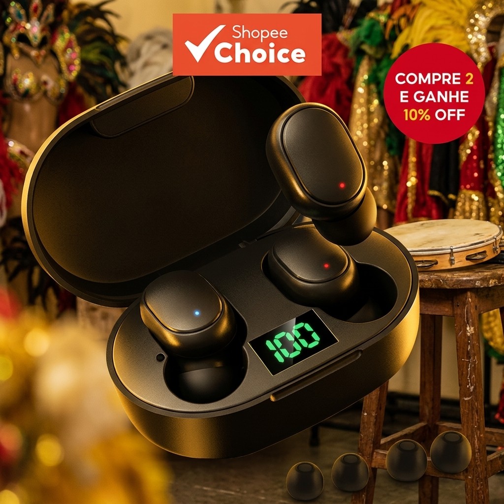 Fone Bluetooth E6S Tws Pareamento Automático Fone De Ouvido Sem Fio Conexão Estável 10 Metros Microfone Chamadas