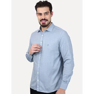 Camisa Dudalina Masculina Slim Fit Superfine Cotton  Azul Mescla 53.06.4906 02 em Oferta na Shopee