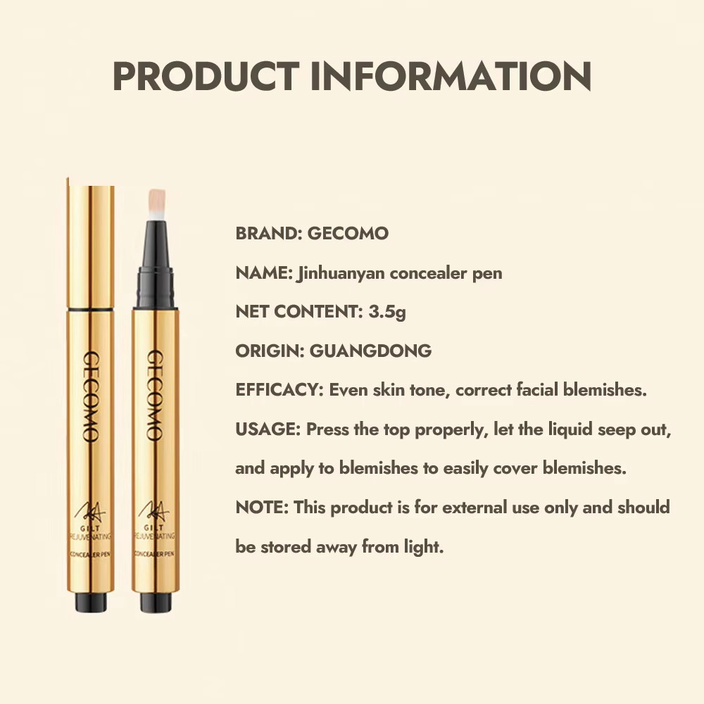 Gecomo Brush Concealer Pen Brightening Full Coverage Concealer Cream Face Makeup