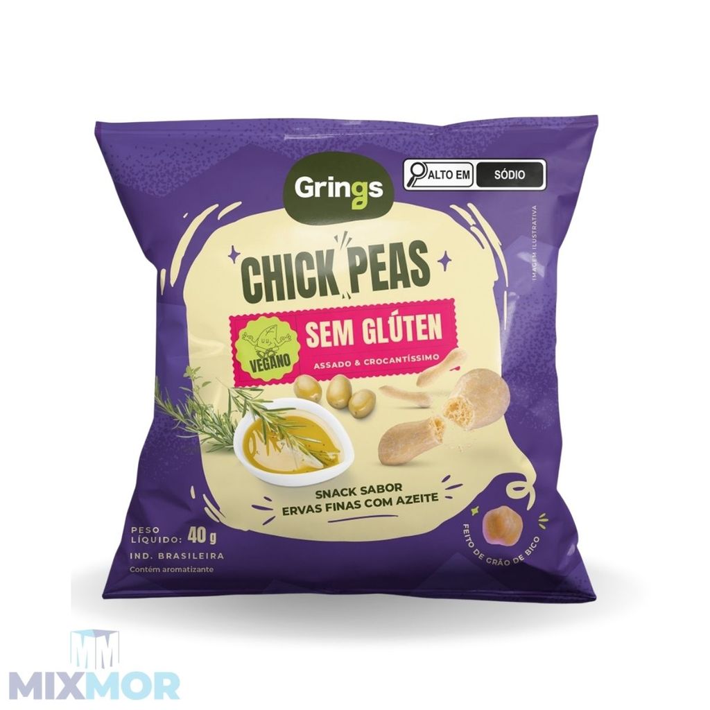 SNACK CHICK PEAS ERVAS FINAS COM AZEITE 40G GRINGS