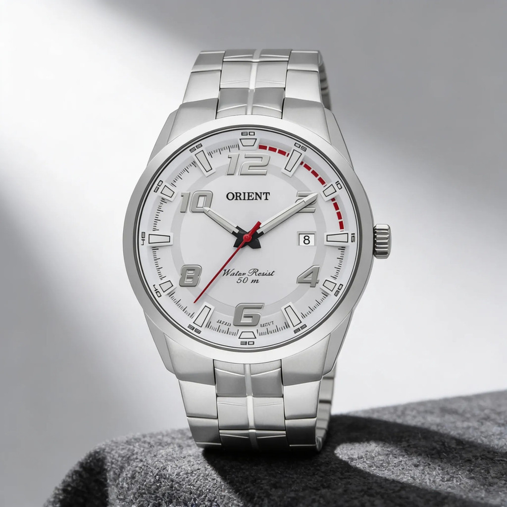 Relógio Orient Masculino Mbss1382 S2sx Prateado Branco Prateado Branco